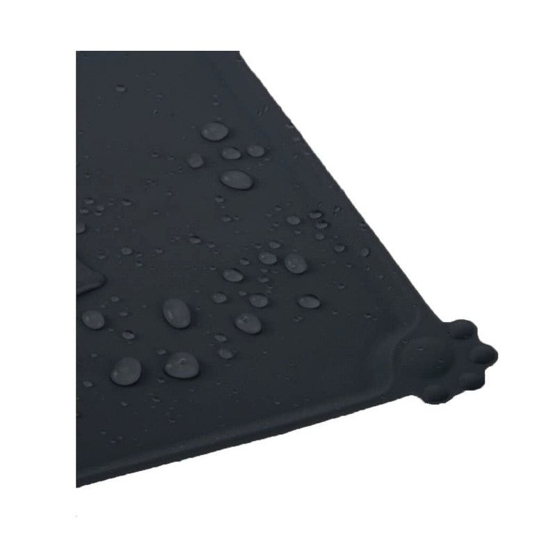 Covoras Silicon pentru Boluri Animale de Companie, Suprafata Antiderapanta, Margini Ridicate Anti-Scurgere, Rezistent la Caldura, Lavabil, 48.5x30 cm, Negru