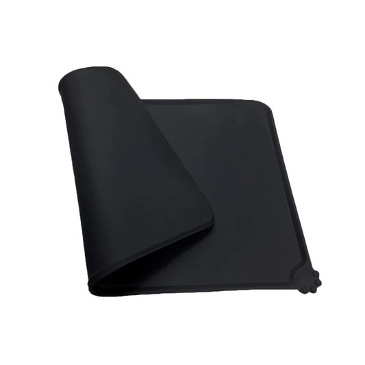 Covoras Silicon pentru Boluri Animale de Companie, Suprafata Antiderapanta, Margini Ridicate Anti-Scurgere, Rezistent la Caldura, Lavabil, 48.5x30 cm, Negru