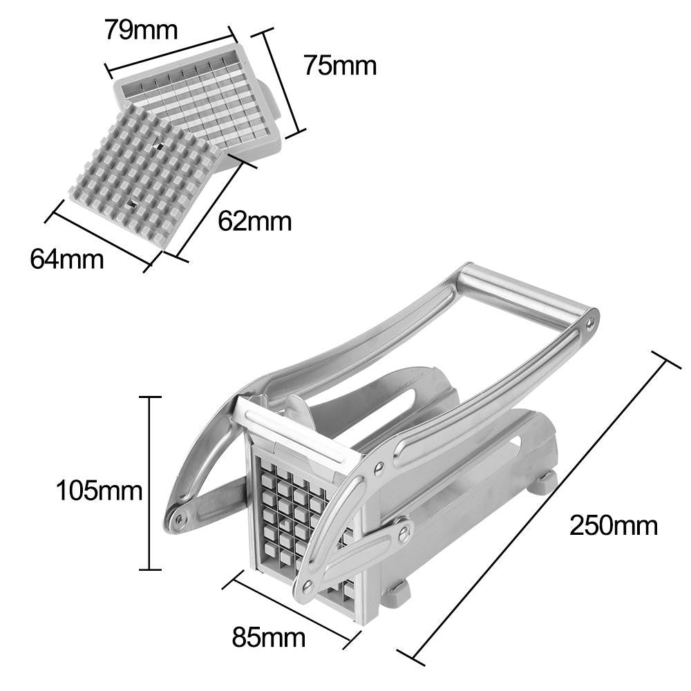 Feliator Manual pentru Cartofi Pai si Legume, Aparat de Taiat cu 2 Lame Interschimbabile, Otel Inoxidabil, 2 Dimensiuni Feliere, 26 x 9 x 12 cm, Argintiu