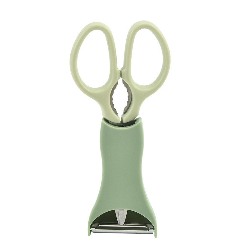 Set Foarfeca Bucatarie Multifunctionala, Curatator Legume si Spargator Nuci, Otel Inoxidabil si ABS, Maner Ergonomic, 16.8 x 7.8 cm, Verde