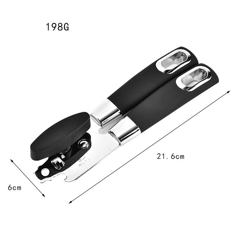 Desfacator de Conserve Multifunctional, Deschizator Manual cu Margini Sigure, Otel Inoxidabil si Maner Antialunecare, Agatatoare Inclusa, 21.6 x 6 cm, Argintiu/Negru