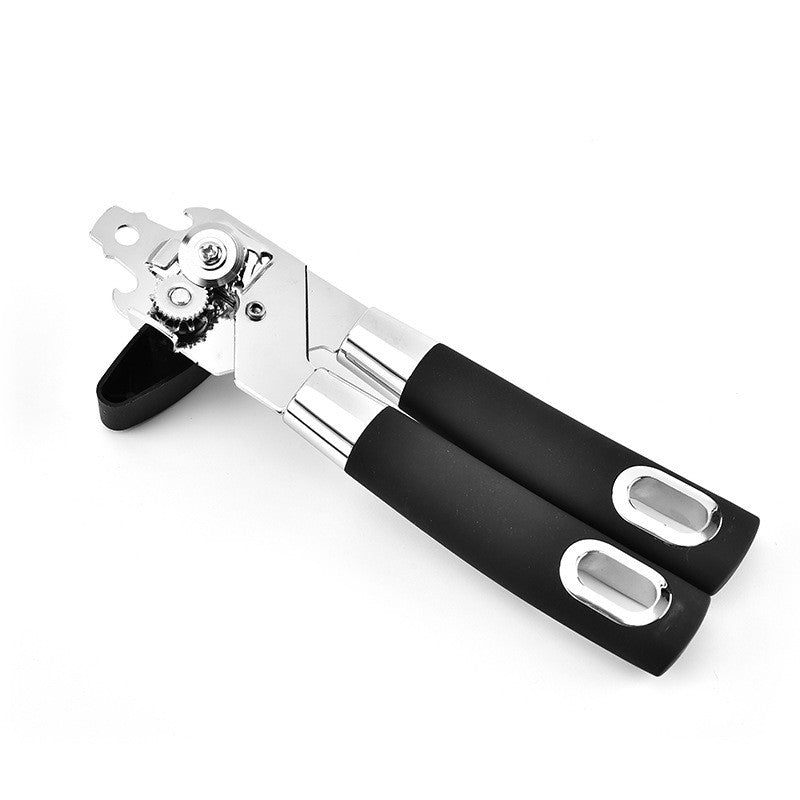 Desfacator de Conserve Multifunctional, Deschizator Manual cu Margini Sigure, Otel Inoxidabil si Maner Antialunecare, Agatatoare Inclusa, 21.6 x 6 cm, Argintiu/Negru