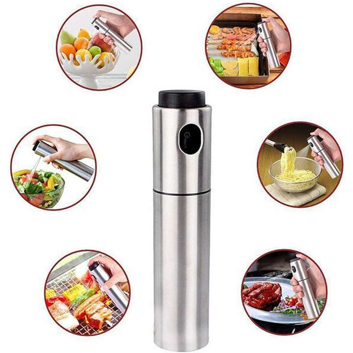 Pulverizator Ulei si Otet, Spray pentru Gatit Sanatos cu Dozare Precisa, Inox si Otel Inoxidabil, 100 ml, Argintiu