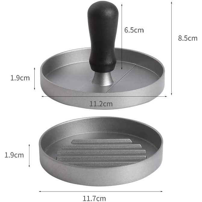Presa Manuala pentru Burgeri, Forma Modelare Chiftele, Aluminiu si ABS, 11.7 x 8.5 cm, Gri