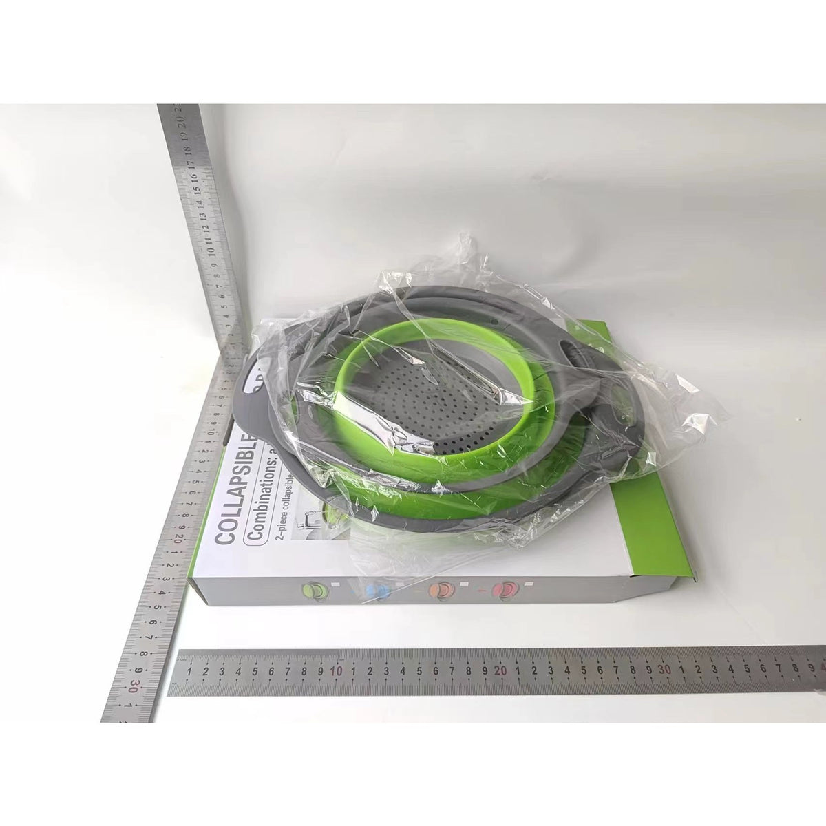 Set 2 Strecuratori Pliabile din Silicon Alimentar, Design Rotund cu Manere Ergonomice, Fund Antiderapant, Compatibile cu Masina de Spalat Vase, Verde