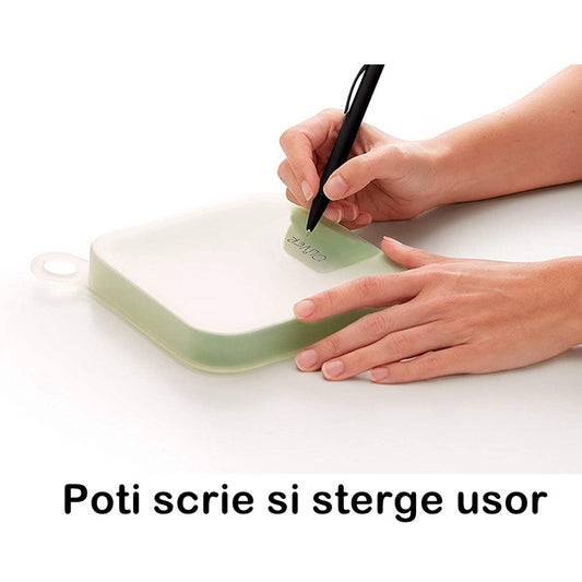 Caserola Pentru Sandwich Reutilizabila, Cutie Portabila Pentru Gustari, Capac Anti-Scurgere, Silicon si Polipropilena, 15.5 x 15.5 x 2.5 cm, Verde
