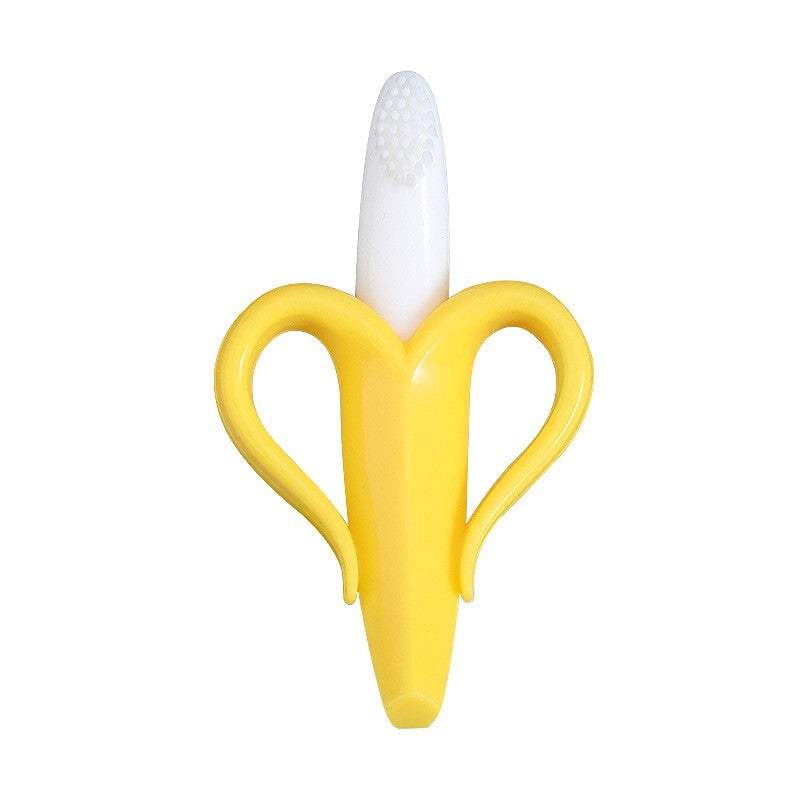 Jucarie Dentitie Bebelusi, Model Banana cu Manere Ergonomice, Silicon Non-Toxic Fara Miros, 10.5x5.9 cm, Galben