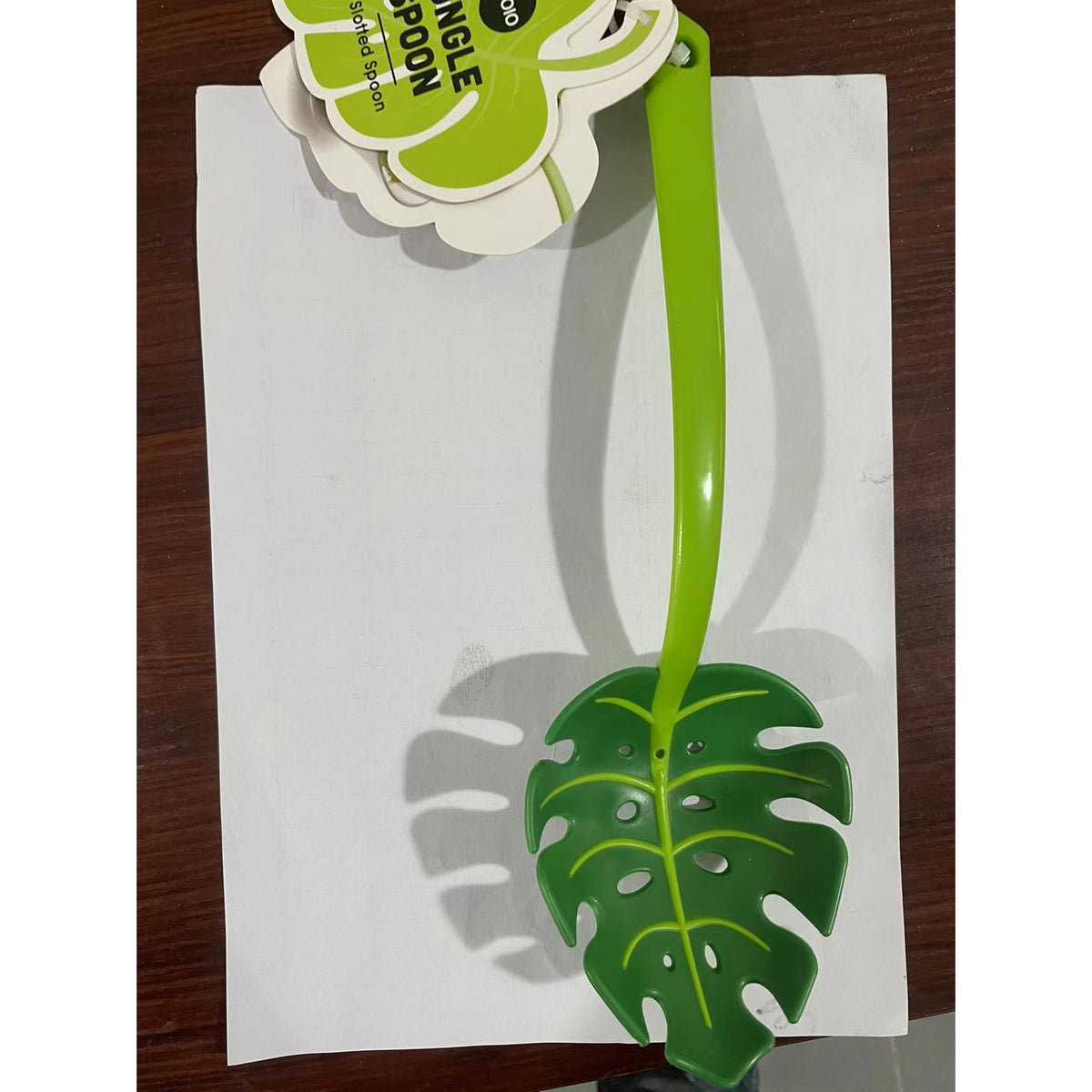 Ustensila Bucatarie Universala Tip Frunza, Spumiera si Lingura de Servit, Design Creativ Modern, Material ABS Rezistent, 30x9.5 cm, Verde