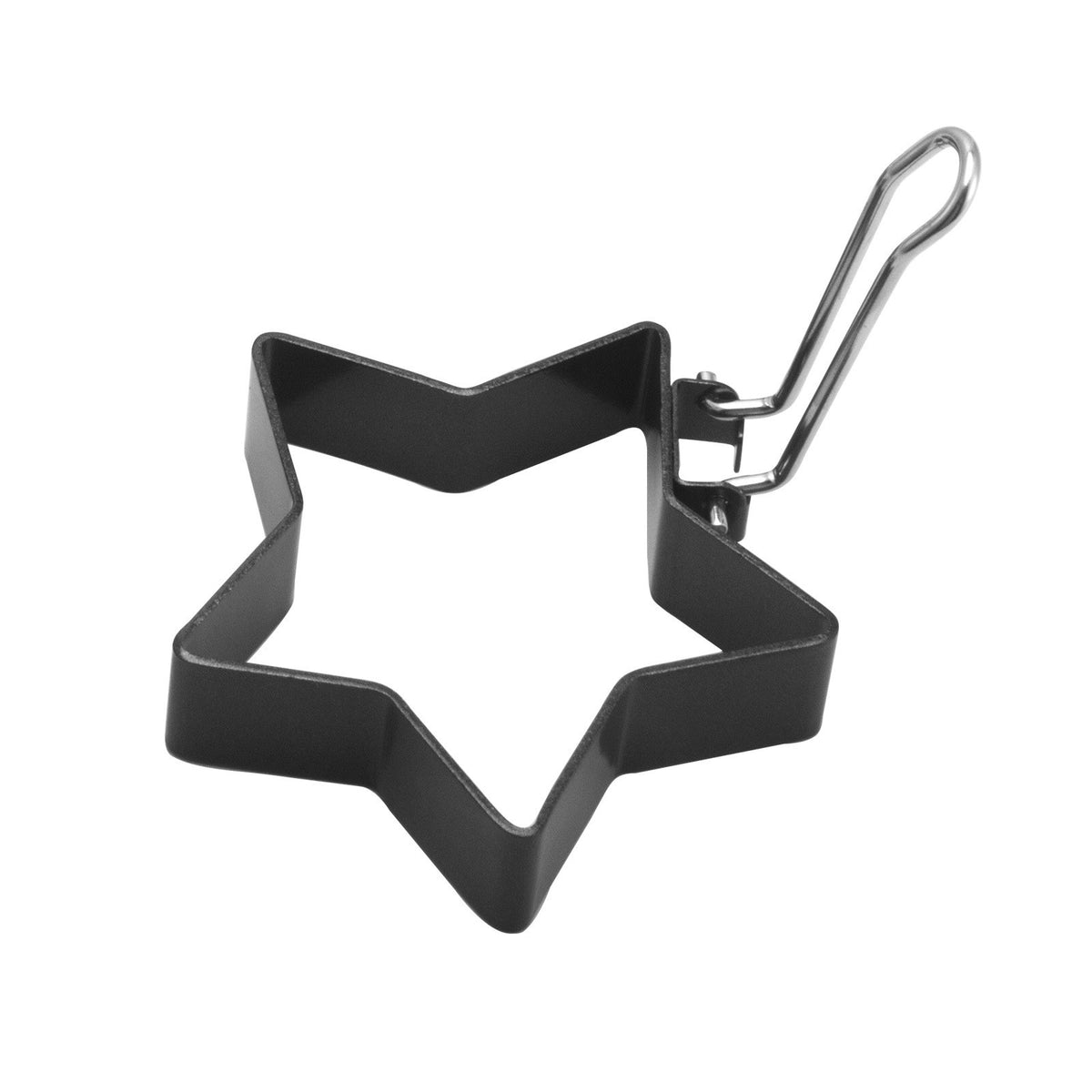 Set 4 Forme pentru Oua Ochiuri si Clatite, Inele Rotunde din Otel cu Strat Antiaderent, Maner Pliabil din ABS, Diametru 7.5 cm, Negru