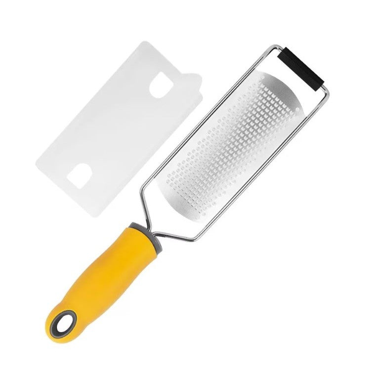 Razatoare Manuala Multifunctionala pentru Branza si Citrice, Lama Inox 304, Maner Anti-alunecare, Protectie Silicon, Perie Curatare Inclusa, 31x6.7 cm, Galben