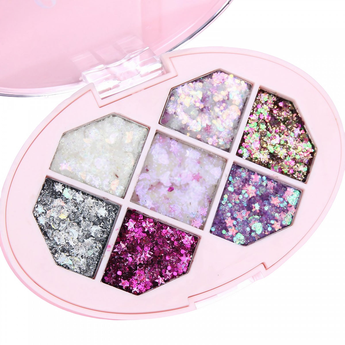Paleta Gel Cu Glitter Pentru Corp Si Par, Sclipici Rezistent La Apa Fara Lipici, Set 7 Nuante, Multicolor, 50 g