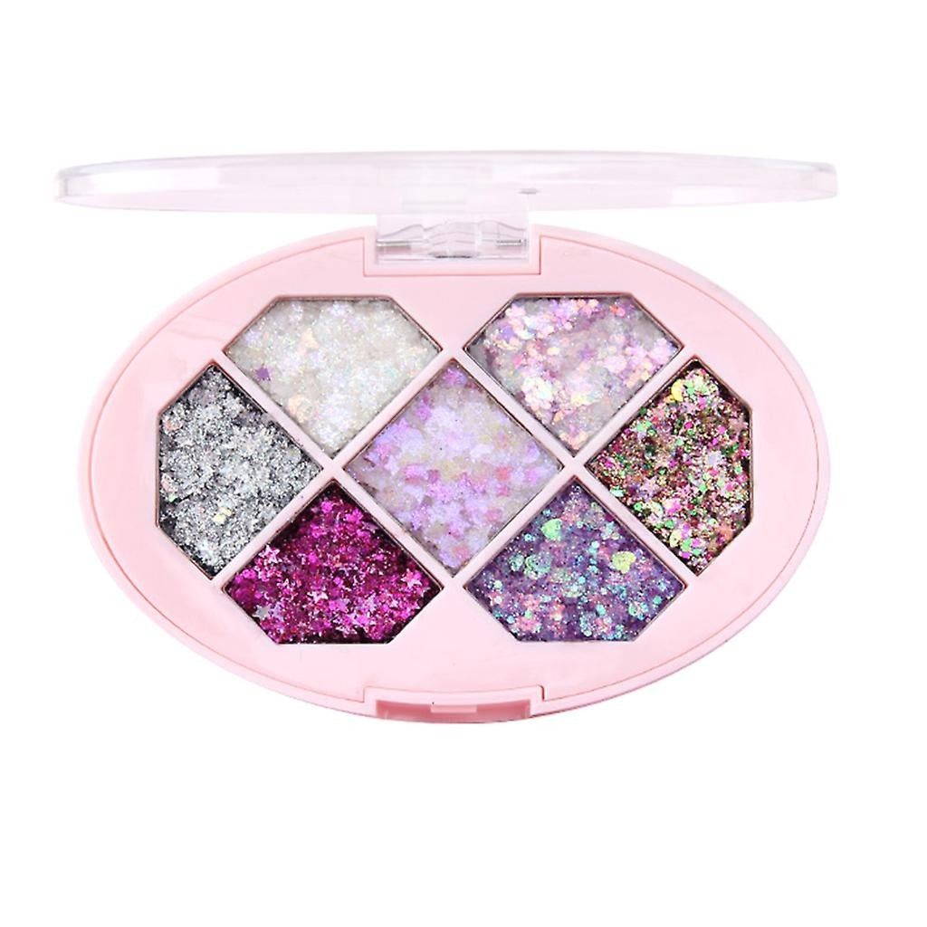 Paleta Gel Cu Glitter Pentru Corp Si Par, Sclipici Rezistent La Apa Fara Lipici, Set 7 Nuante, Multicolor, 50 g