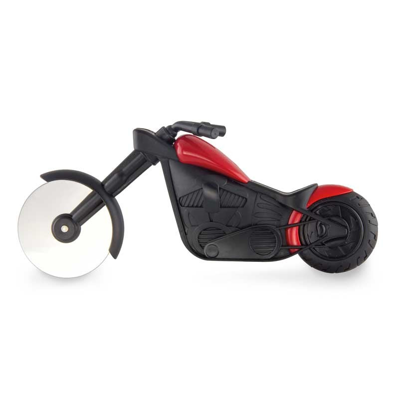 Cuțit Pizza în Formă de Motocicletă, Design Creativ cu Suport Inclus, Roată de Tăiere din Oțel Inoxidabil și PP, 21.5 x 9.5 cm, Negru