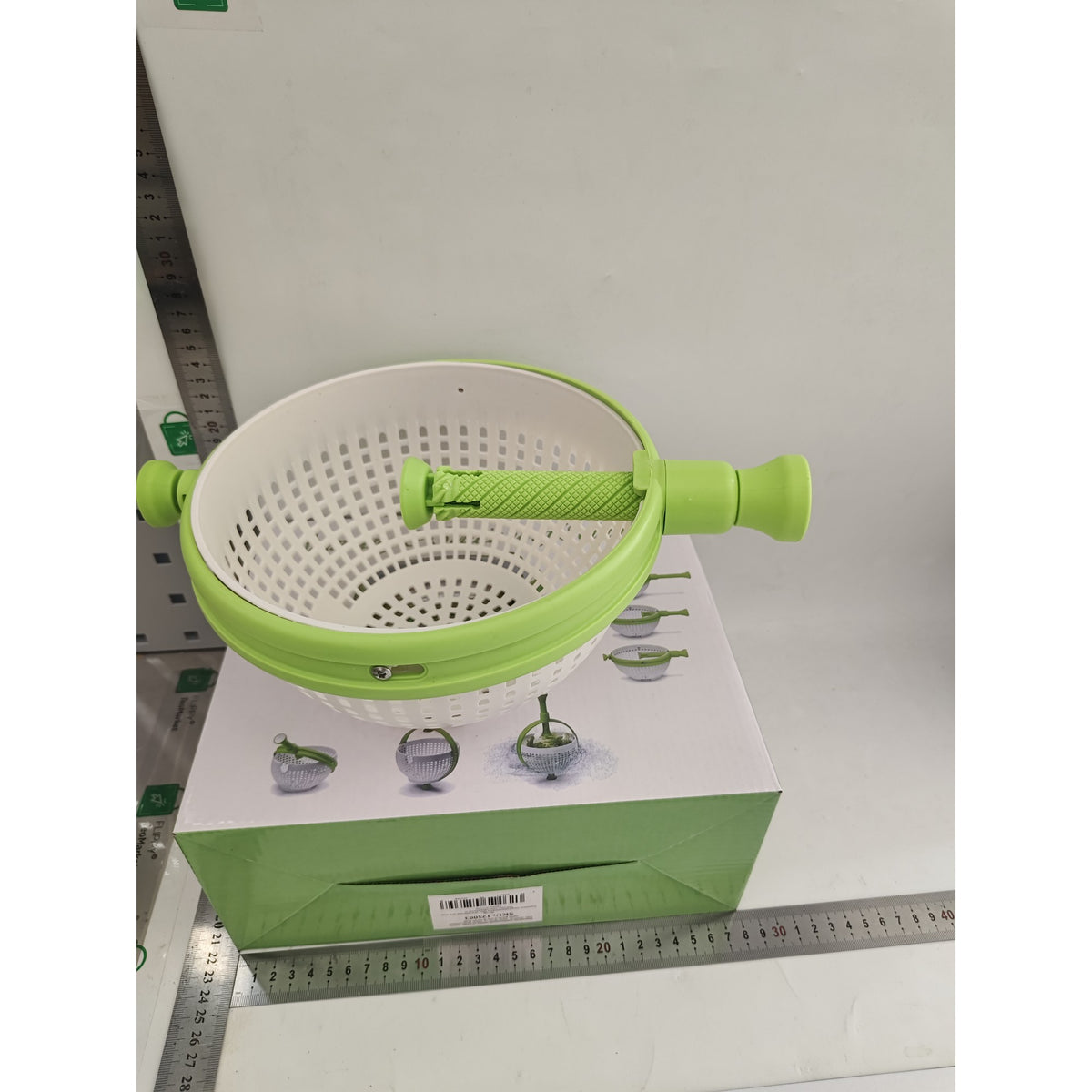Strecuratoare Multifunctionala Rotativa pentru Paste si Legume, Sistem de Scurgere cu Ventuza si Maner Ergonomic, Plastic ABS, 22x12 cm, Verde