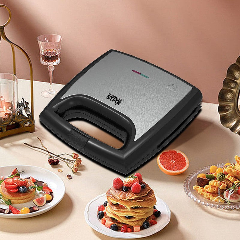 Sandwich Maker, Aparat Pentru Sandwich-uri Triunghi si Patrat, Placi Antiaderente, Carcasa Inoxidabil, Depozitare Verticala, 750W, 24 x 23.5 cm, Gri