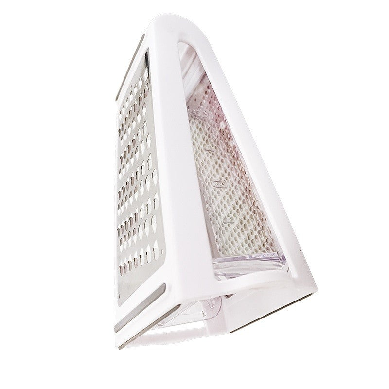 Razatoare De Bucatarie Cu Cutie Colectoare, 2 Tipuri De Lame Pentru Legume Si Branza, Carcasa Inox Si ABS, Maner Ergonomic, Alb