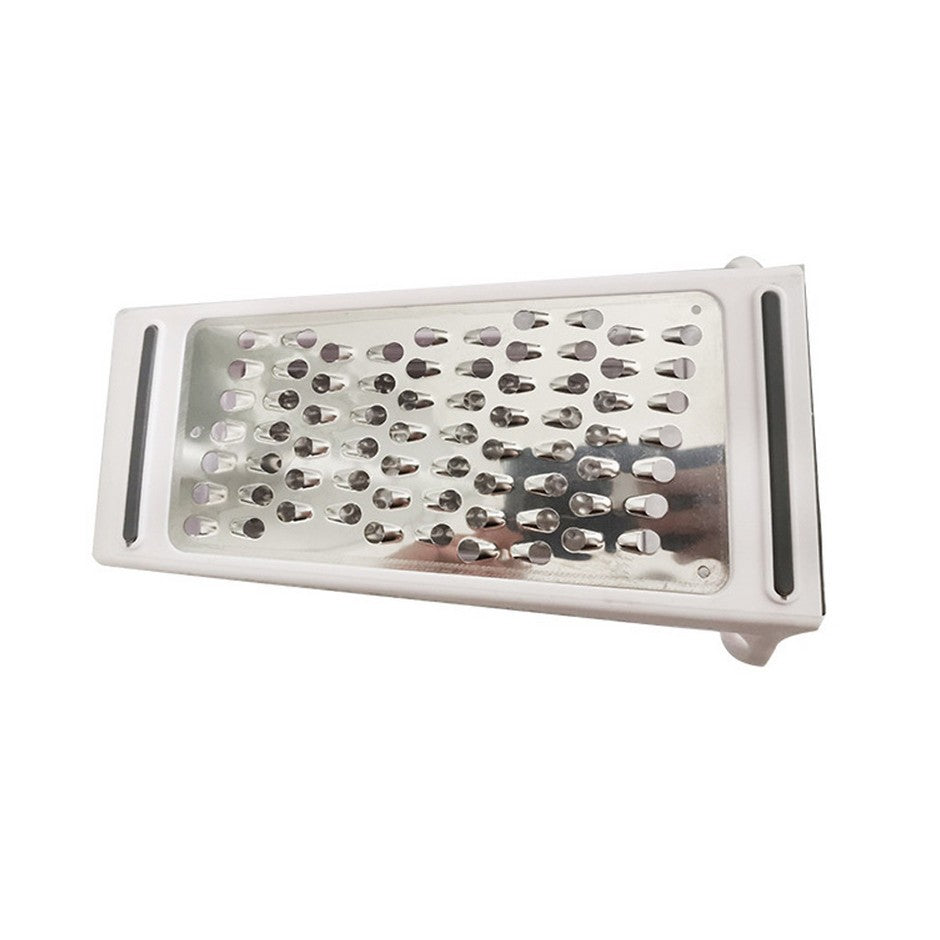 Razatoare De Bucatarie Cu Cutie Colectoare, 2 Tipuri De Lame Pentru Legume Si Branza, Carcasa Inox Si ABS, Maner Ergonomic, Alb