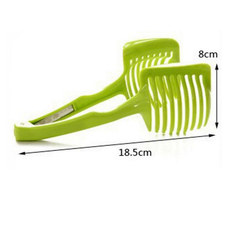 Cleste Suport pentru Feliat Legume si Fructe, Dispozitiv pentru Taieri Uniforme, Material ABS Rezistent, 18.5 x 8 cm, Verde