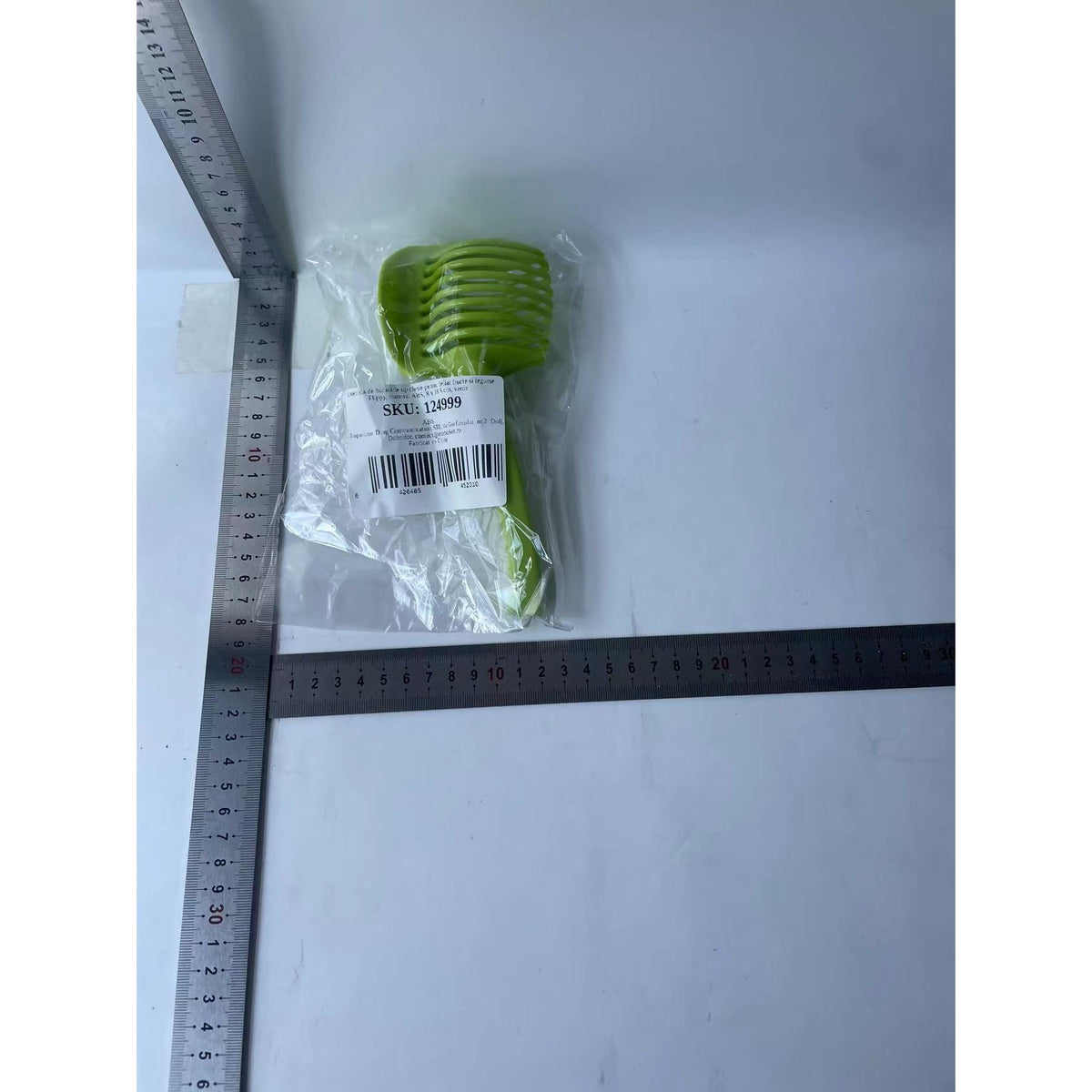 Cleste Suport pentru Feliat Legume si Fructe, Dispozitiv pentru Taieri Uniforme, Material ABS Rezistent, 18.5 x 8 cm, Verde
