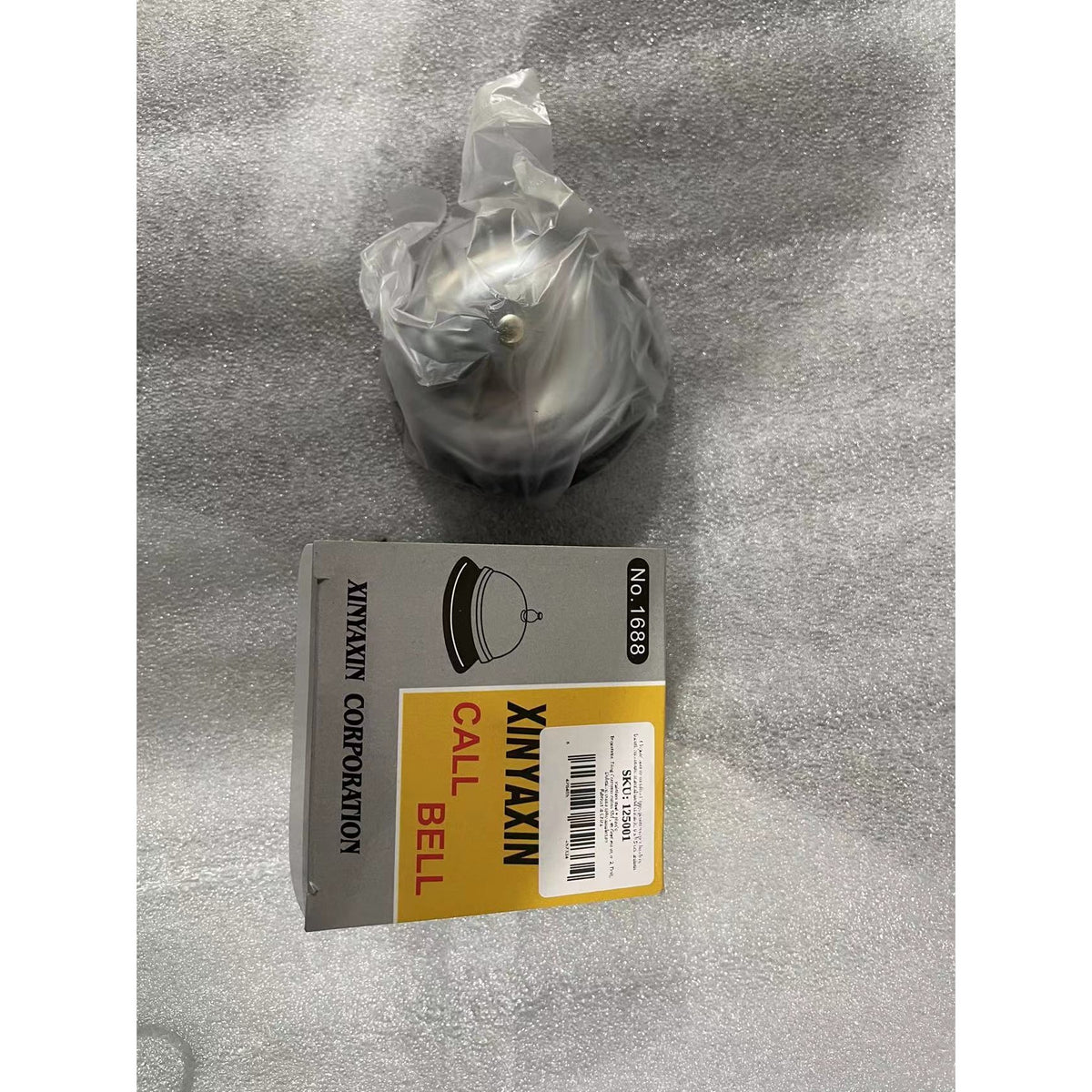 Sonerie Receptie Metalica, Clopotel pentru Hotel, Bar si Restaurant, Corp din Metal si Plastic, Design Compact, Argintiu cu Baza Neagra, 8.5 x 6 cm