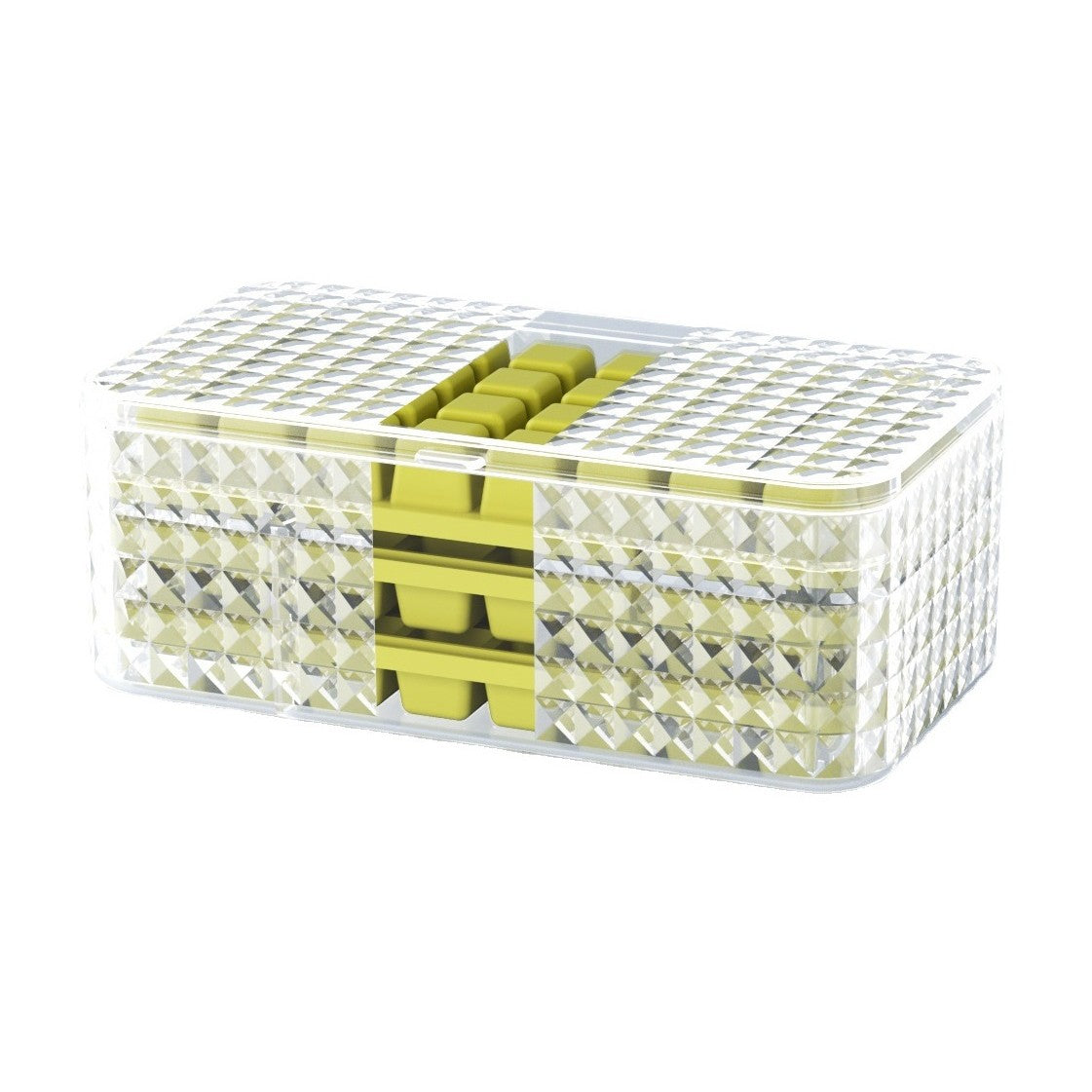 Set 3 Forme Pentru Gheata Cu Caserola Depozitare Si Capac Etans, Capacitate 96 Cuburi, Plastic, Verde