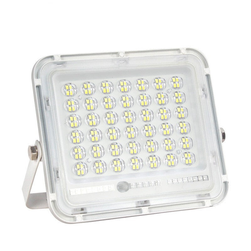 Proiector LED cu Panou Solar, Senzor Lumina si Telecomanda, Protectie Apa IP65, Afisaj Nivel Baterie, Carcasa Aluminiu, 200W, 29x23 cm, Alb