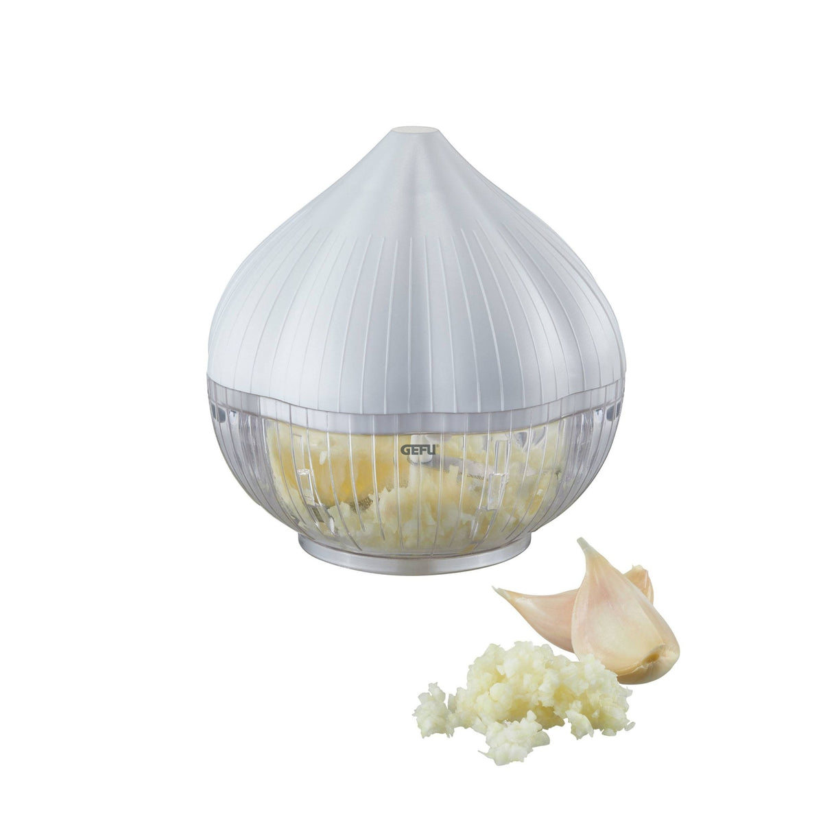 Tocator Manual Pentru Usturoi, Actionare Prin Apasare, Design Ergonomic, Lame Din Otel Inoxidabil si ABS, 9.5x9.5x9.3 cm, Alb