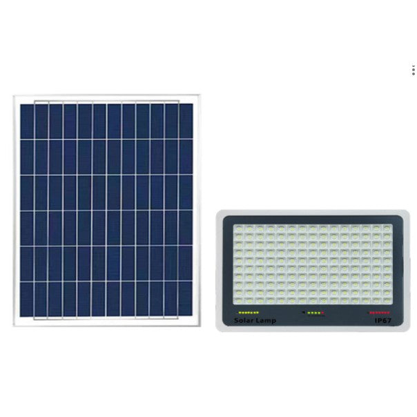 Proiector LED cu Panou Solar, Senzor de Lumina si Telecomanda, Protectie IP67, 216 LED-uri, Putere 100W, 24x19 cm, Negru