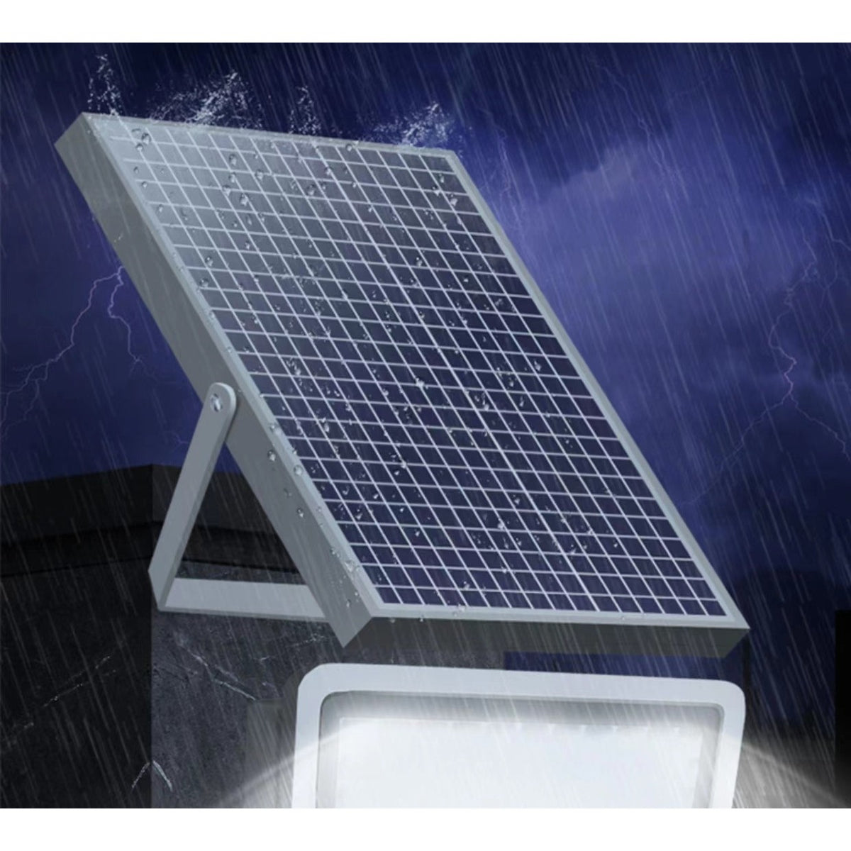 Proiector LED cu Panou Solar, Senzor de Lumina si Telecomanda, Putere 200W, 396 LED-uri, Protectie Intemperii IP67, Carcasa Aluminiu, 30x24 cm, Negru