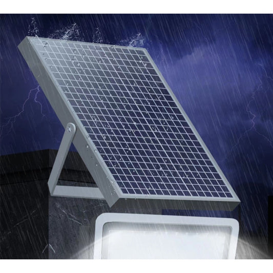 Proiector LED cu Panou Solar, Senzor Lumina si 600 LED-uri Incorporate, Protectie Waterproof IP67, Putere 300W, Carcasa Aluminiu, 37x26.5 cm, Negru