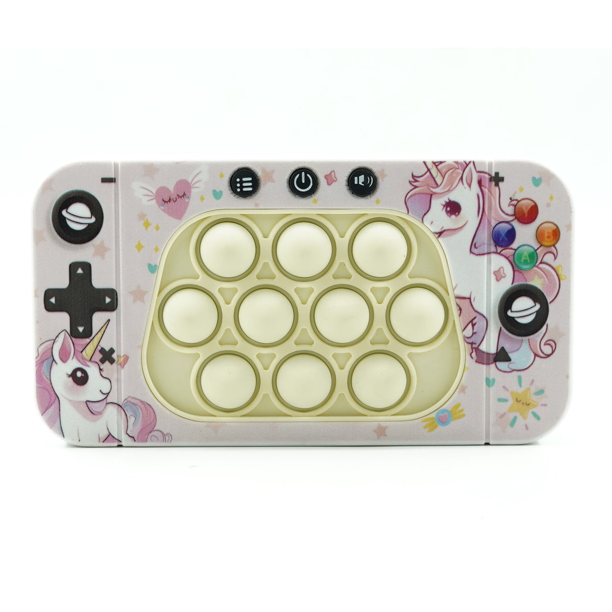 Joc Interactiv Tip Consola Speed Push Whack-A-Mole, Jucarie Pop It cu Nivele, Sunete si Lumini, Material ABS si Silicon, Design Unicorn, 15.5 x 7.6 x 5.3 cm, Roz