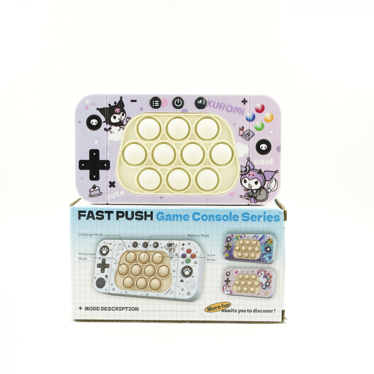 Consola Interactiva Speed Push Whack-a-Mole, Joc de Viteza Pop It cu Nivele, Sunete si Lumini, Material ABS si Silicon, 15.5 x 7.6 x 5.3 cm, Model Elfi, Mov