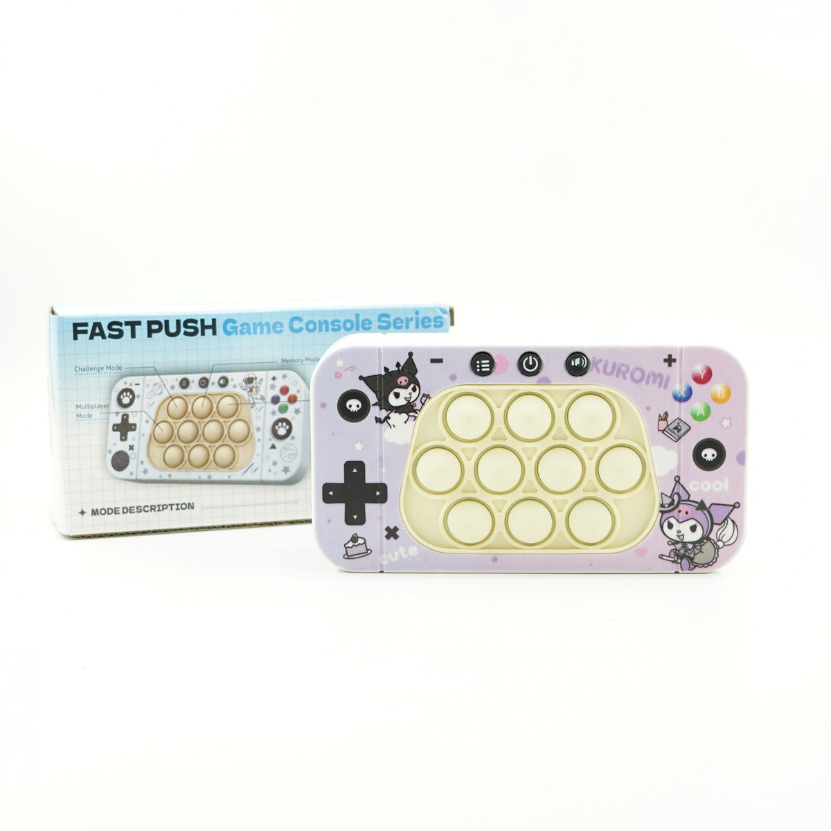 Consola Interactiva Speed Push Whack-a-Mole, Joc de Viteza Pop It cu Nivele, Sunete si Lumini, Material ABS si Silicon, 15.5 x 7.6 x 5.3 cm, Model Elfi, Mov