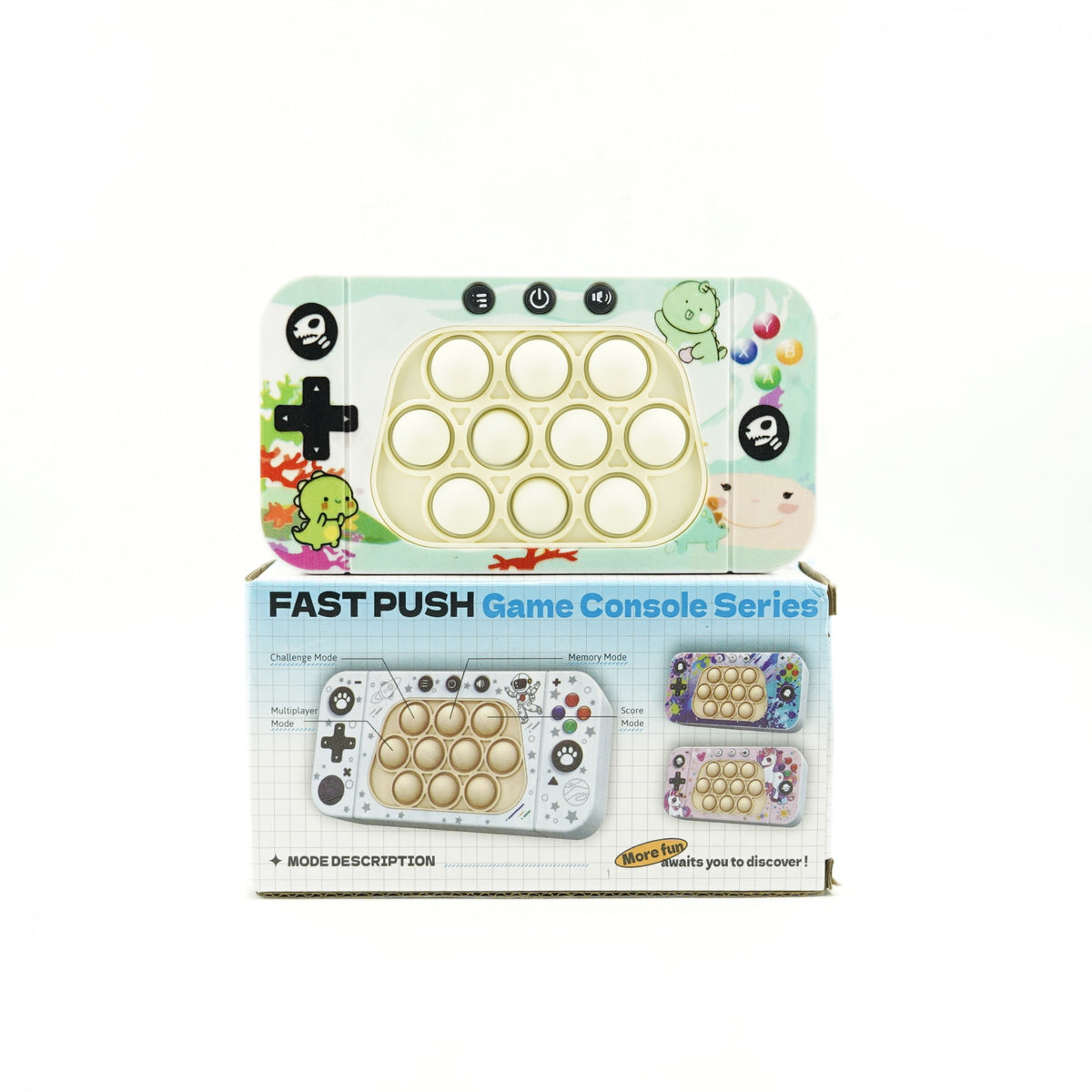 Joc Interactiv Tip Consola Speed Push, Whack-a-Mole si Pop It, Dezvoltare Cognitiva cu Nivele, Lumini si Sunete, Material ABS si Silicon, Model Dinozaur, Verde, 15.5 x 7.6 x 5.3 cm