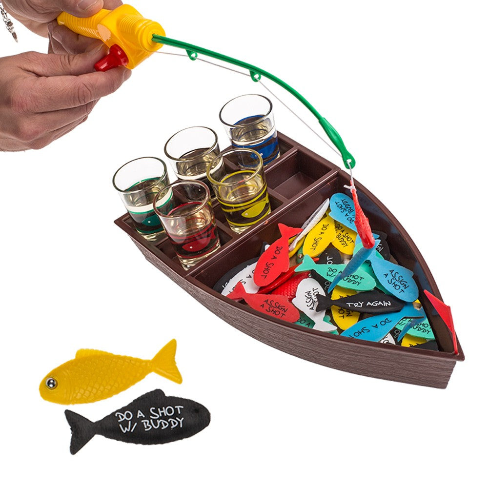 Joc De Baut La Pescuit, Set Undita Magnetica Si Pesti Cu Provocari, 6 Pahare Shot Din Sticla, Accesorii Petrecere, 31 x 15 x 5 cm, Multicolor