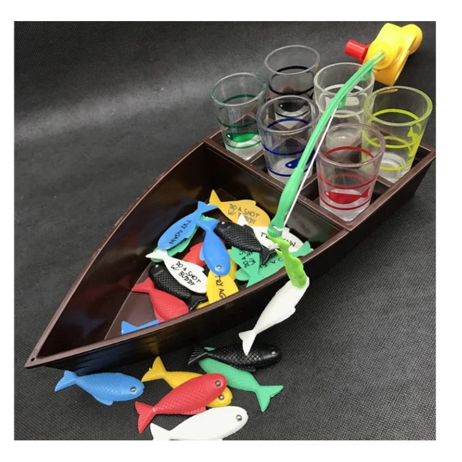 Joc De Baut La Pescuit, Set Undita Magnetica Si Pesti Cu Provocari, 6 Pahare Shot Din Sticla, Accesorii Petrecere, 31 x 15 x 5 cm, Multicolor