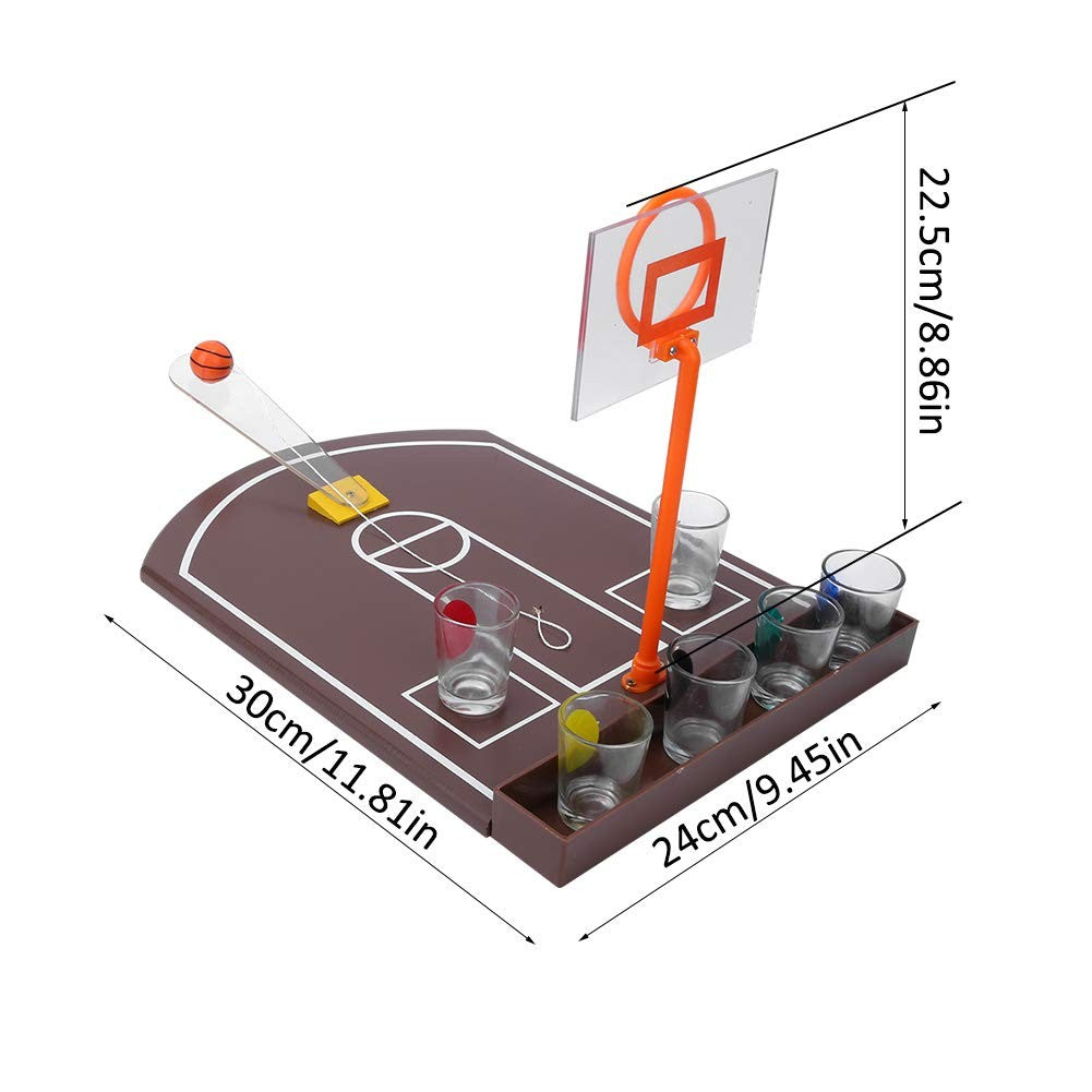 Joc De Baut Tip Baschet, Arcade Shot Pong Cu Cos Si 6 Pahare De Shot Din Sticla, Set Petrecere Interactiv, 30 x 22.5 x 24 cm, Multicolor
