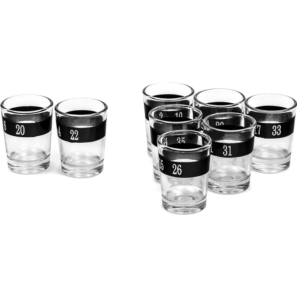 Joc de Baut Ruleta cu 16 Pahare de Shot, Set Petrecere Casino cu 2 Bile Metalice, Plastic si Sticla, Diametru 30 cm, Rosu/Negru