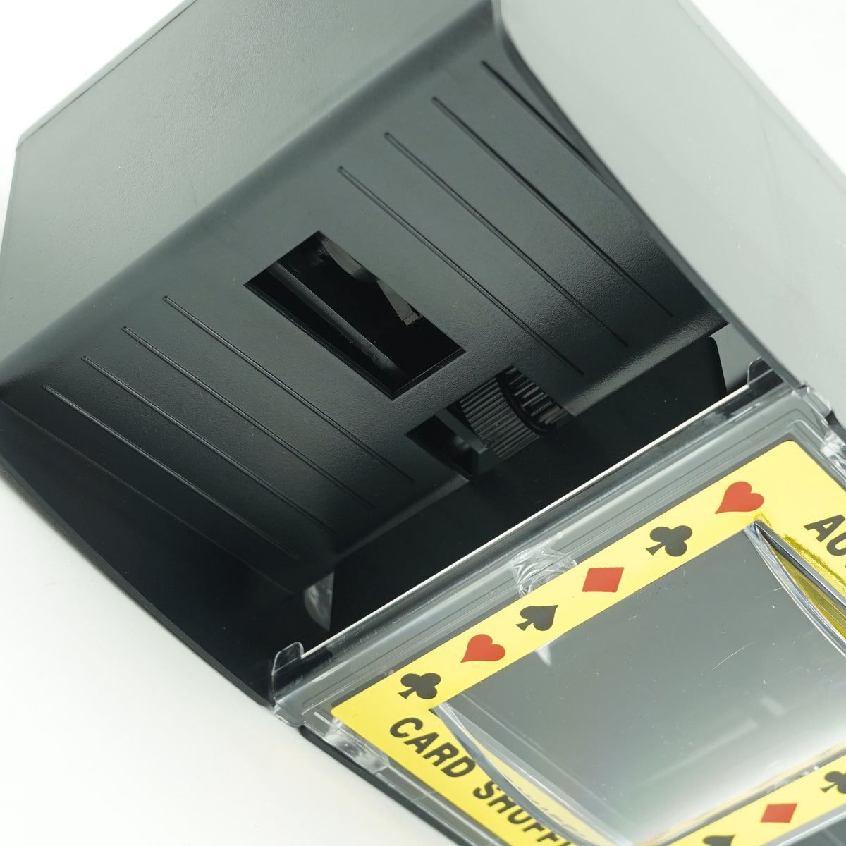 Masina Automata de Amestecat Carti de Joc, Dispozitiv Electric pentru 2 Pachete, Functionare cu 4 Baterii AA, Plastic, 21x10x9 cm, Negru