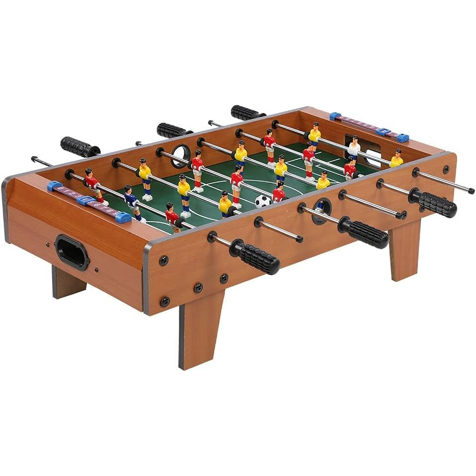 Masa de Fotbal pentru Copii si Adulti, Joc de Masa cu 18 Jucatori, 2 Tablouri Scors, 6 Tije cu Manere din Cauciuc, Metal, Lemn si ABS, 50 x 25 x 15.5 cm