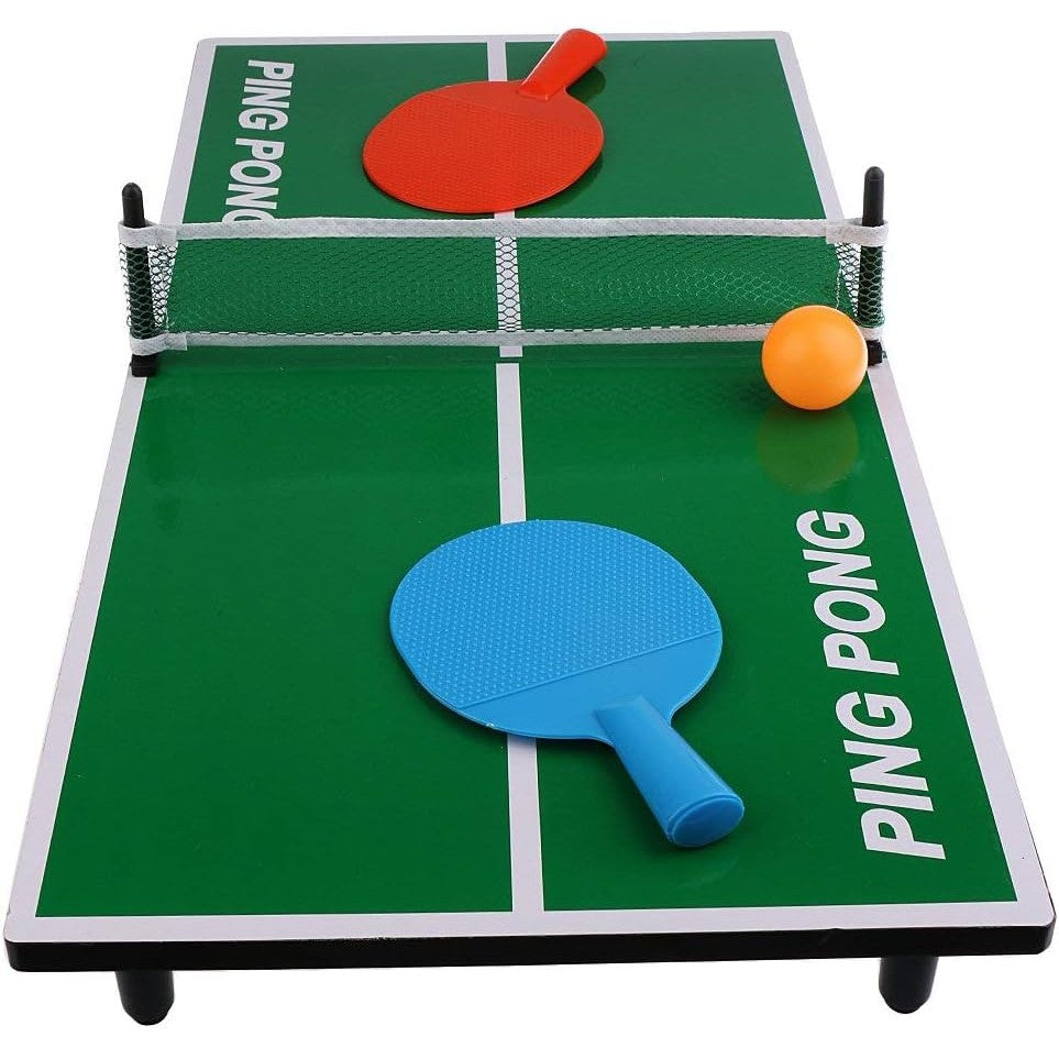Mini Masa de Ping Pong pentru Interior, Design Portabil, Material Lemn, Set cu 2 Mingi Incluse, 60 x 30 x 10 cm, Verde