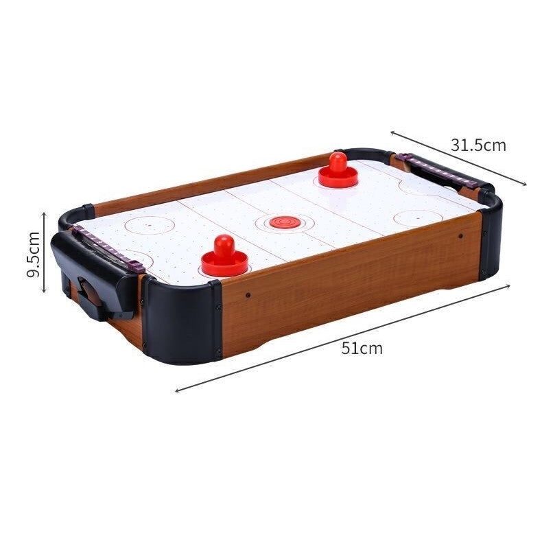 Masa Air-Hockey Compacta, Joc Arcade cu Bara pentru Punctaj, Structura Rezistenta din ABS, Maro, 51 x 31.5 x 9.5 cm