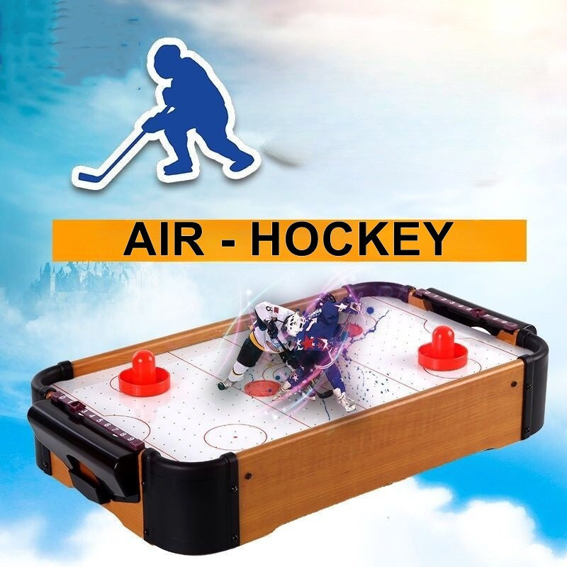 Masa Air-Hockey Compacta, Joc Arcade cu Bara pentru Punctaj, Structura Rezistenta din ABS, Maro, 51 x 31.5 x 9.5 cm
