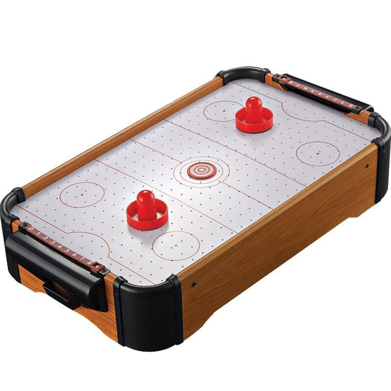 Masa Air-Hockey Compacta, Joc Arcade cu Bara pentru Punctaj, Structura Rezistenta din ABS, Maro, 51 x 31.5 x 9.5 cm
