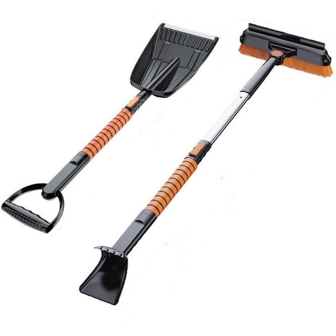 Set Lopata Zapada 5 in 1 cu Perie si Racleta, Maner Telescopic si Cap Rotativ, Aluminiu si ABS, 100 x 25 cm, Negru
