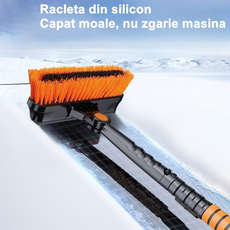 Set Lopata Zapada 5 in 1 cu Perie si Racleta, Maner Telescopic si Cap Rotativ, Aluminiu si ABS, 100 x 25 cm, Negru