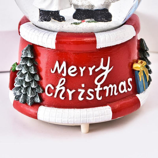 Glob Cu Zapada Pentru Craciun, Decoratiune Masa Cu Baiat Si Om De Zapada, Figurina Festiva Interior, Sticla, Diametru 4.5 cm, Multicolor