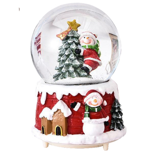 Glob Cu Zapada Decorativ, Mos Craciun In Brad, Figurina De Craciun Pentru Interior, Sticla Si Rasina, Diametru 4.5 cm, Multicolor