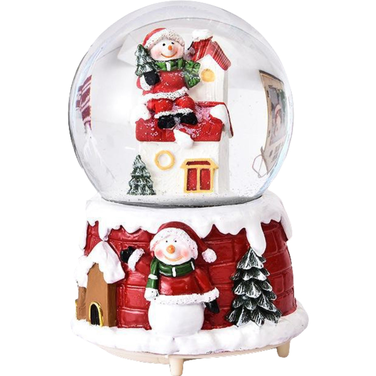 Glob cu Zapada, Decoratiune de Craciun Mos Craciun pe Casa, Sticla si Rasina, Diametru 6.5 cm, Multicolor