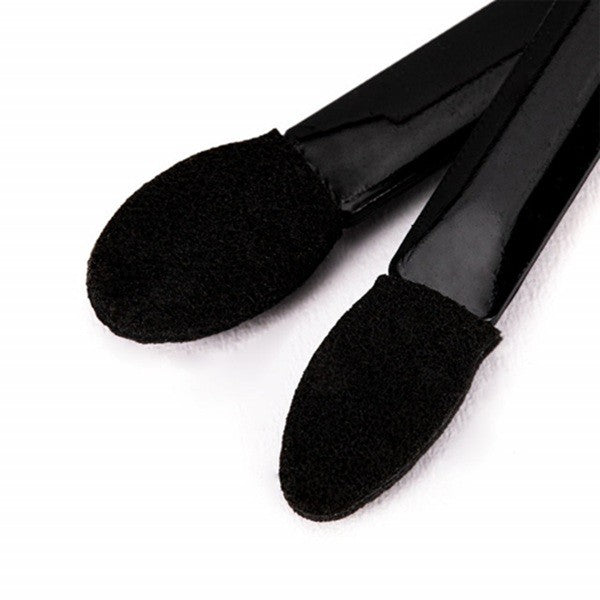 Set 20 Aplicatoare Machiaj pentru Fard de Pleoape, Dublu Capăt pentru Aplicare și Estompare, Poliuretan și Burete, 6.2 cm, Negru